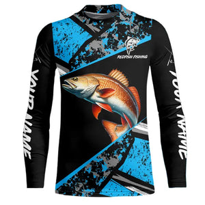 Redfish Drum fishing Blue camo Long Sleeve Performance Fishing Shirt custom Redfish fishing jerseys NQS9348