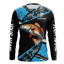 Load image into Gallery viewer, Redfish Drum fishing Blue camo Long Sleeve Performance Fishing Shirt custom Redfish fishing jerseys NQS9348