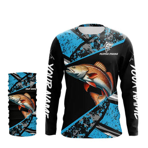 Redfish Drum fishing Blue camo Long Sleeve Performance Fishing Shirt custom Redfish fishing jerseys NQS9348