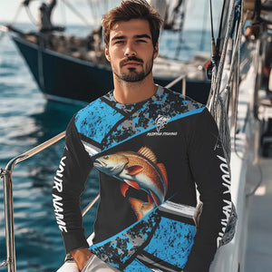 Redfish Drum fishing Blue camo Long Sleeve Performance Fishing Shirt custom Redfish fishing jerseys NQS9348