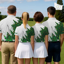 Load image into Gallery viewer, Green clover pattern St Patrick's day custom white Womens golf polo shirts, team ladies golf tops NQS11421