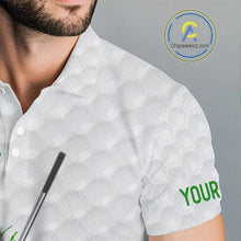 Load image into Gallery viewer, Green and White St Patrick's day pattern custom Mens golf polo shirts, team golf attire for men NQS11422