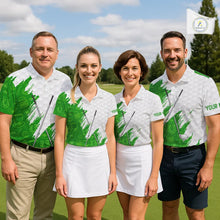 Load image into Gallery viewer, Green and White St Patrick's day pattern custom Womens golf polo shirts, team golf attire for ladies NQS11422