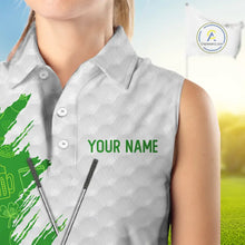 Load image into Gallery viewer, Green and White St Patrick's day pattern custom Women Sleeveless polos, team golf attire for ladies NQS11422