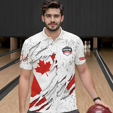 Load image into Gallery viewer, Personalized Canadian Flag Grunge pattern Bowling Shirts For Men Custom Canada Bowling Team Jerseys NQS9495