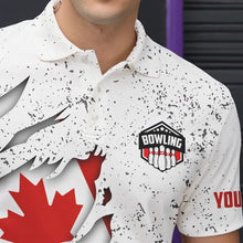 Load image into Gallery viewer, Personalized Canadian Flag Grunge pattern Bowling Shirts For Men Custom Canada Bowling Team Jerseys NQS9495
