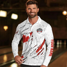 Load image into Gallery viewer, Personalized Canadian Flag Grunge pattern Bowling Shirts For Men Custom Canada Bowling Team Jerseys NQS9495