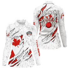 Load image into Gallery viewer, Personalized Canadian Flag Grunge pattern Bowling Shirts For Women Custom Canada Bowling Team Jerseys NQS9495