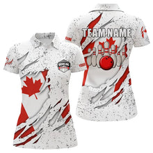 Load image into Gallery viewer, Personalized Canadian Flag Grunge pattern Bowling Shirts For Women Custom Canada Bowling Team Jerseys NQS9495