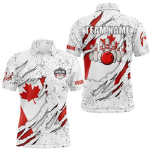 Load image into Gallery viewer, Personalized Canadian Flag Grunge pattern Bowling Shirts For Men Custom Canada Bowling Team Jerseys NQS9495
