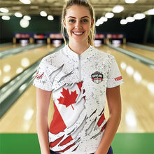 Load image into Gallery viewer, Personalized Canadian Flag Grunge pattern Bowling Shirts For Women Custom Canada Bowling Team Jerseys NQS9495