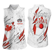 Load image into Gallery viewer, Personalized Canadian Flag Grunge pattern Bowling Sleeveless Polos Custom Canada Bowling Team Jersey NQS9495