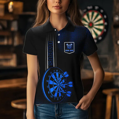 Personalized Black and Blue Darts Shirt For Women Custom Dart Outfit Team Jerseys NQS9498