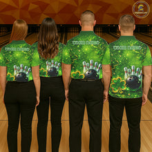 Load image into Gallery viewer, Happy St Patrick's Day Green and Gold Shamrock Bowling Shirts For Men Custom Team Bowling Jersey NQS11630