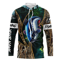 Load image into Gallery viewer, Catfish Fishing camo UV protection Customize name long sleeves fishing shirts NQS1423