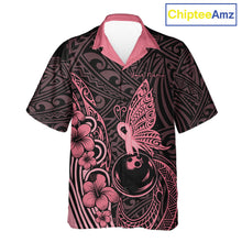 Load image into Gallery viewer, Black and Pink tropical tribal pattern butterfly Bowling Button-up Shirts Custom Bowling Team Jerseys NQS11731