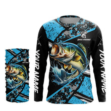 Load image into Gallery viewer, Largemouth Bass fishing Blue camo Long Sleeve Performance Fishing Shirt custom Bass fishing jerseys NQS7602