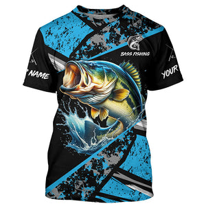 Largemouth Bass fishing Blue camo Long Sleeve Performance Fishing Shirt custom Bass fishing jerseys NQS7602