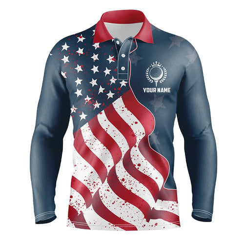 Red white and blue American flag Mens golf polo shirts custom patriotic mens golf shirts NQS5693