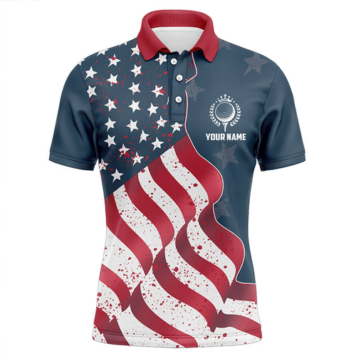 Red white and blue American flag Mens golf polo shirts custom patriotic mens golf shirts NQS5693