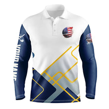 Load image into Gallery viewer, Red, White and Blue Mens golf polo shirts custom American flag mens golf tops, golfing gifts NQS7800