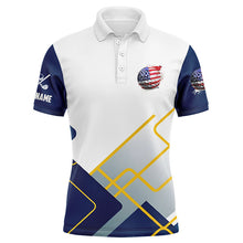 Load image into Gallery viewer, Red, White and Blue Mens golf polo shirts custom American flag mens golf tops, golfing gifts NQS7800