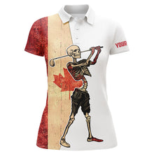 Load image into Gallery viewer, Skull Womens Golf polo shirts patriotic vintage Canadian flag custom Skull playing golf apparel NQS5913