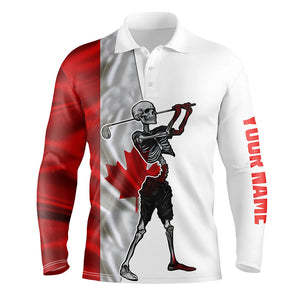 Funny Skull Golf polo shirts patriotic Canadian flag custom Skull playing golf apparel NQS5914