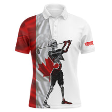 Load image into Gallery viewer, Funny Skull Golf polo shirts patriotic Canadian flag custom Skull playing golf apparel NQS5914