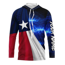 Load image into Gallery viewer, Texas Flag Universe patriotic Custom name blue galaxy UV protection long sleeve Shirts NQS8025