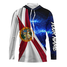 Load image into Gallery viewer, Florida Flag Universe patriotic Custom name blue galaxy UV protection long sleeve Shirts NQS8026