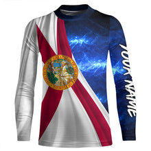 Load image into Gallery viewer, Florida Flag Universe patriotic Custom name blue galaxy UV protection long sleeve Shirts NQS8026