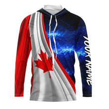 Load image into Gallery viewer, Canadian Flag Universe patriotic Custom name blue galaxy UV protection long sleeve Shirts NQS8027