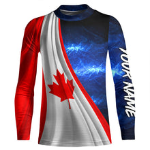 Load image into Gallery viewer, Canadian Flag Universe patriotic Custom name blue galaxy UV protection long sleeve Shirts NQS8027