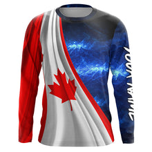 Load image into Gallery viewer, Canadian Flag Universe patriotic Custom name blue galaxy UV protection long sleeve Shirts NQS8027