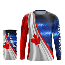 Load image into Gallery viewer, Canadian Flag Universe patriotic Custom name blue galaxy UV protection long sleeve Shirts NQS8027