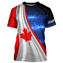 Load image into Gallery viewer, Canadian Flag Universe patriotic Custom name blue galaxy UV protection long sleeve Shirts NQS8027