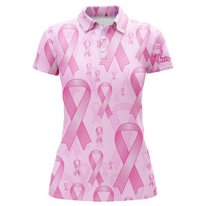 Pink ribbons Breast Cancer Awareness background Women golf polo shirts custom golf outfits for ladies NQS8032