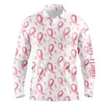Load image into Gallery viewer, Pink ribbons Breast Cancer Awareness Pattern Mens golf polo shirts custom golf apparel for mens NQS8033