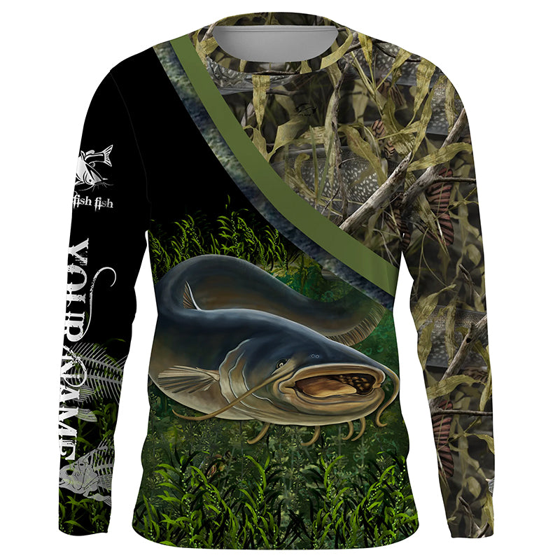 Catfish Fishing camo UV protection quick dry customize name long sleeves shirt NQS708