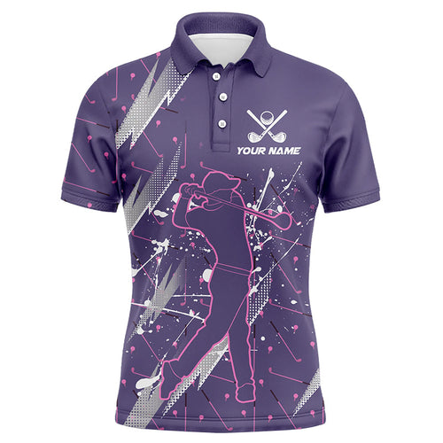 Men golf polo shirts custom purple camo cool golf shirts for men, golf gifts for men NQS8223