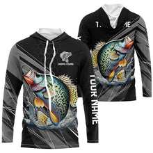 Load image into Gallery viewer, Personalized Black camo Crappie Fishing Jerseys, Crappie Long Sleeve Fishing Tournament Shirts NQS8448