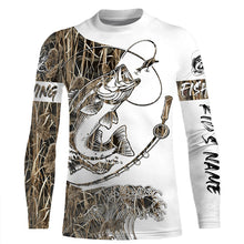 Load image into Gallery viewer, Largemouth Bass fishing tattoo camo custom shirts Performance Long Sleeve fishing shirts NQS1130