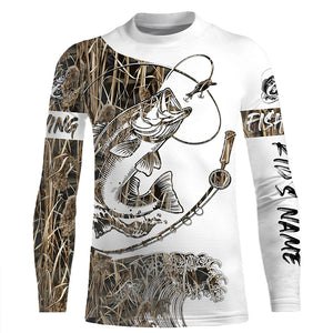 Largemouth Bass fishing tattoo camo custom shirts Performance Long Sleeve fishing shirts NQS1130