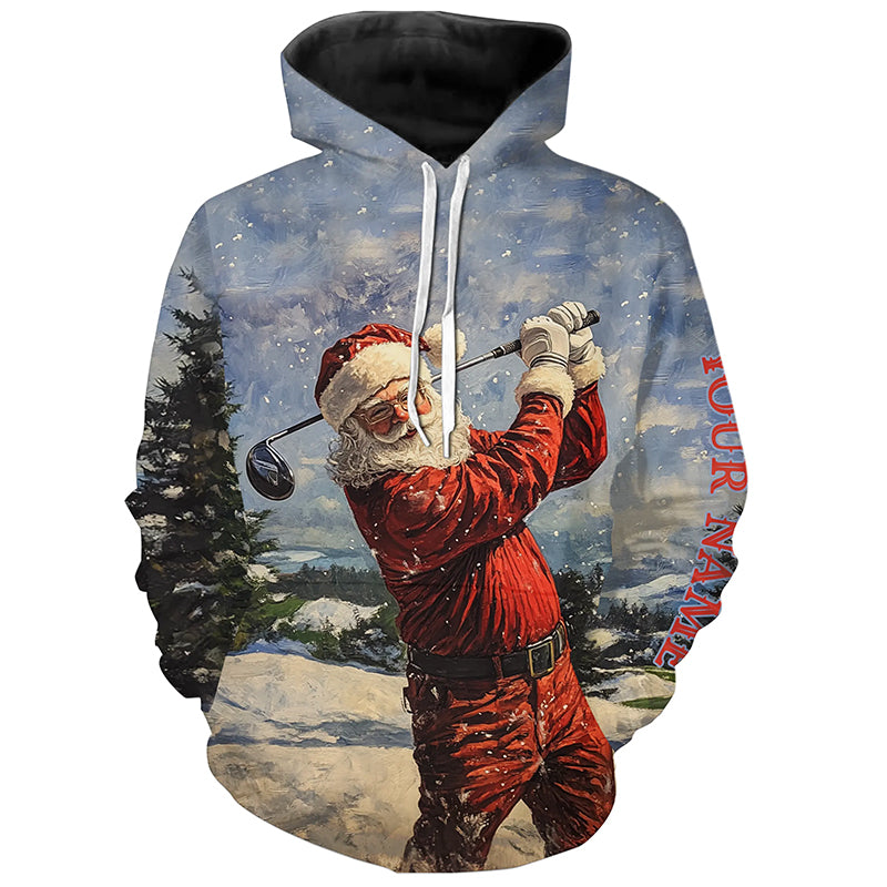 Santa Golfer Golf Hoodies custom Christmas golf hoodie, personalized Xmas golf gifts NQS8909