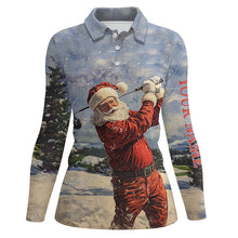 Load image into Gallery viewer, Santa Golfer Women golf polo shirt custom Christmas golf shirts for ladies, personalized golf gifts NQS8909