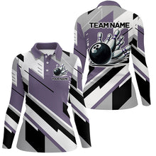 Load image into Gallery viewer, Personalized Bowling Shirts For Women, Team Bowling Jerseys Bowling Pins | Purple NQS8912