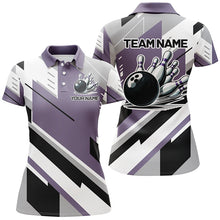 Load image into Gallery viewer, Personalized Bowling Shirts For Women, Team Bowling Jerseys Bowling Pins | Purple NQS8912