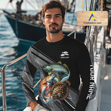 Load image into Gallery viewer, Personalized Black camo Inshore Slam Redfish, Trout, Flounder Fishing Jersey Fishing Tournament Shirt NQS11036