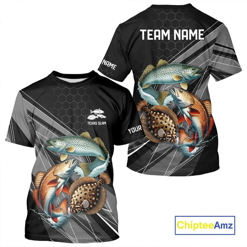 Personalized Black camo Inshore Slam Redfish, Trout, Flounder Fishing Jersey Fishing Tournament Shirt NQS11036